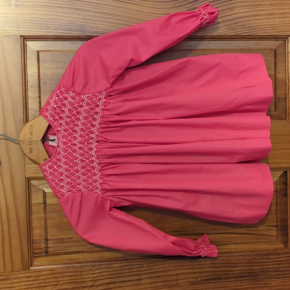 Handmade Girl's Smocked Pink Dress Sz S